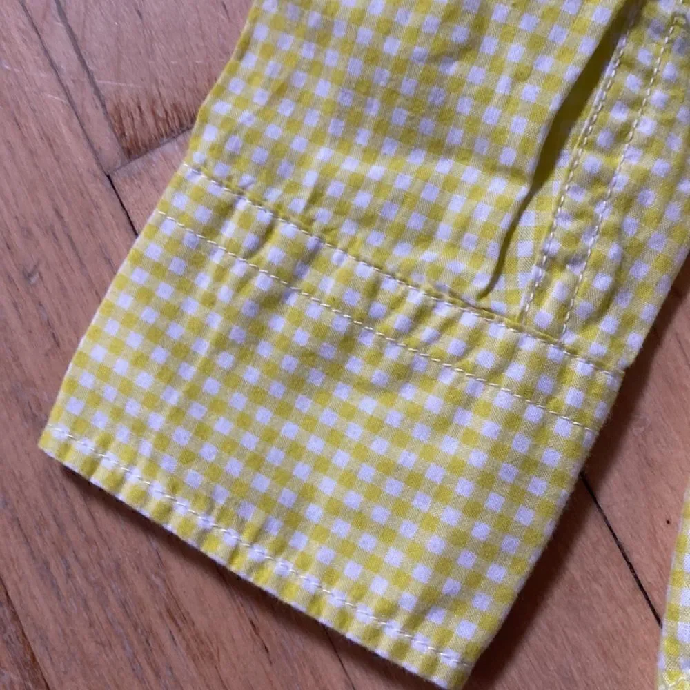 GAP KIDS yellow gingham button-down, unisex size 4-5, XS.